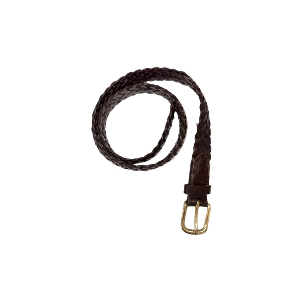 Vineyard Vines Boy’s Brown Braided Leather Belt Solid Brass Buckle - Size 24